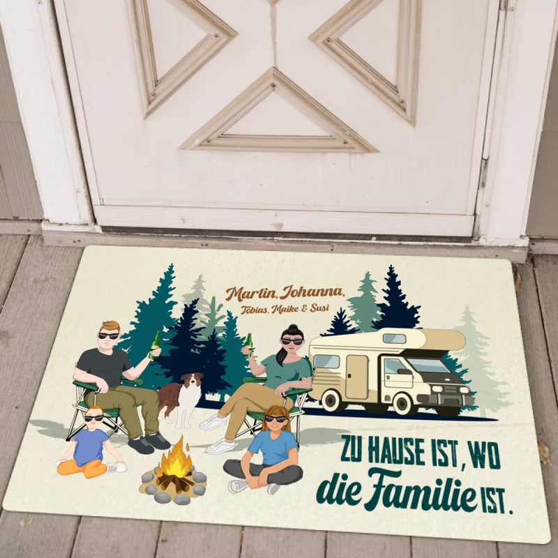 Camping Fußmatte 70x50cm mit witzigem Spruch personalisiert gefertigt von Love & Faith