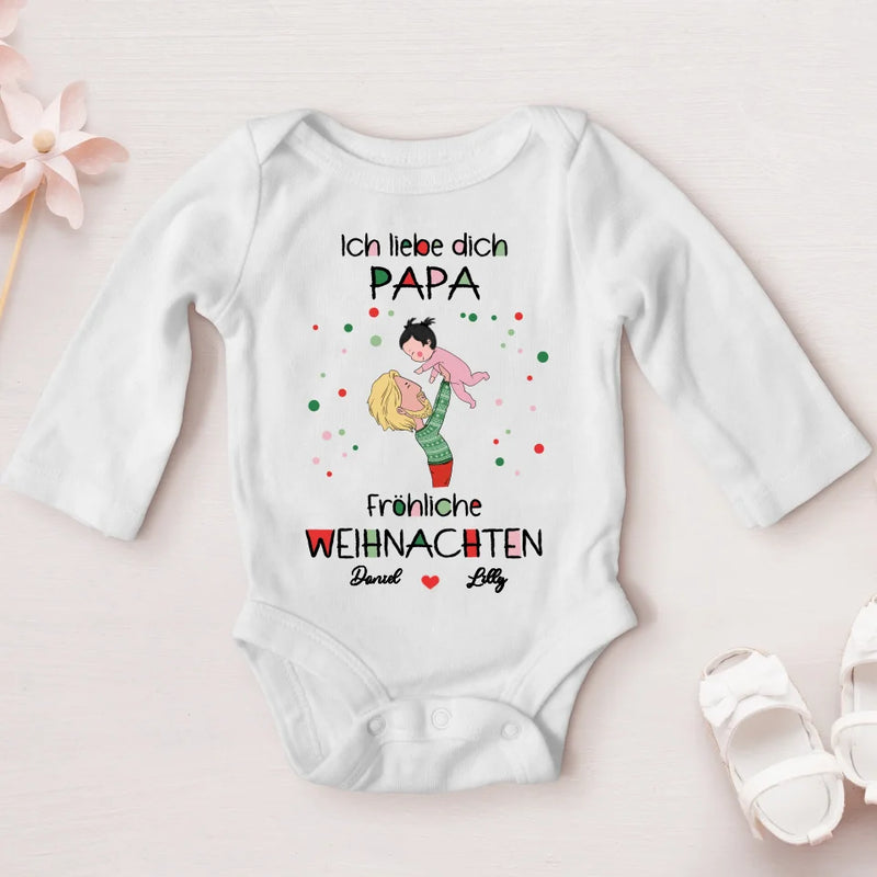 weißer Langarm-Babybody personalisierbar - gefertigt von Love & Faith