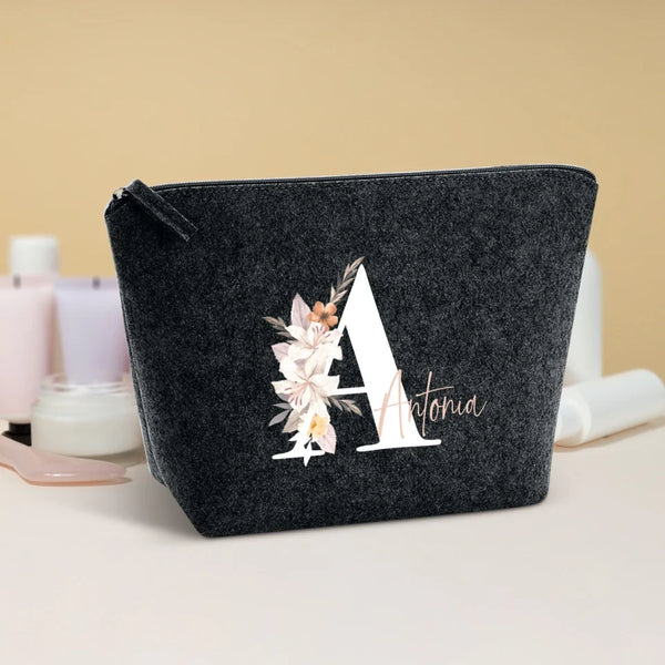 Deine Initiale - Individuelle Kosmetiktasche Filz