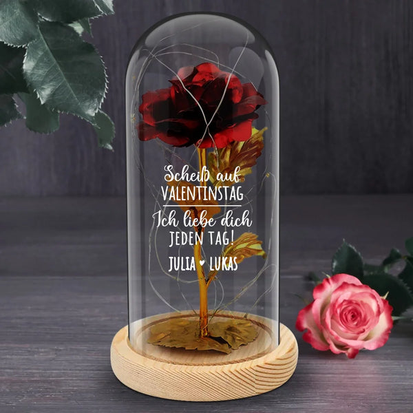 Jeden Tag - Personalisierte Goldene Rose für Paare  zum Valentinstag