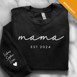 schwarzer Pullover personalisierbar Mama Slogan mit Kindernamen - gefertigt von Love & Faith