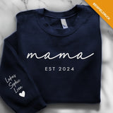 navyblauer Pullover personalisierbar Mama Slogan mit Kindernamen - gefertigt von Love & Faith