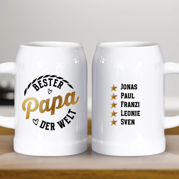 Bester Papa - Personalisierter Bierkrug aus Keramik für Papa