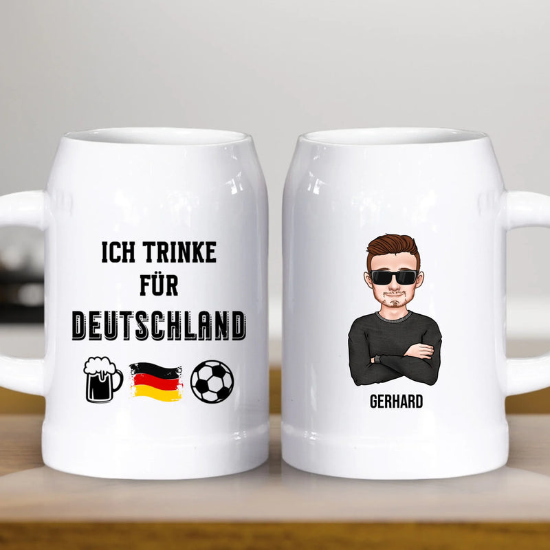 Trinken für Deutschland - Personalisierter Bierkrug zur Fußball EM 2024