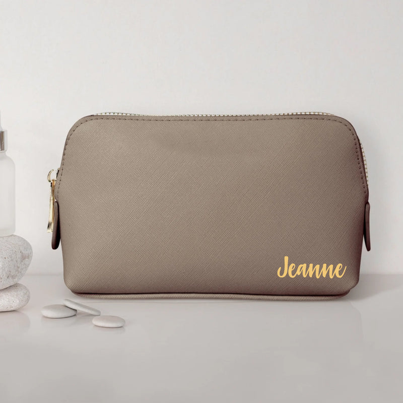 Dein Name - Personalisierte PU Kosmetiktasche mit Namens-Glanzfolie