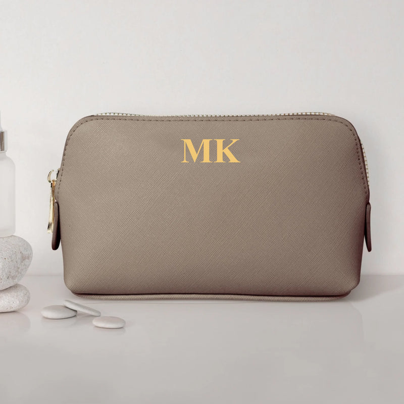 Deine Initialen - Personalisierte PU Kosmetiktasche mit Glanzfolie und Name