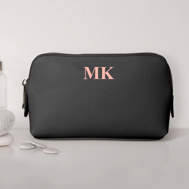 Deine Initialen - Personalisierte PU Kosmetiktasche mit Glanzfolie und Name