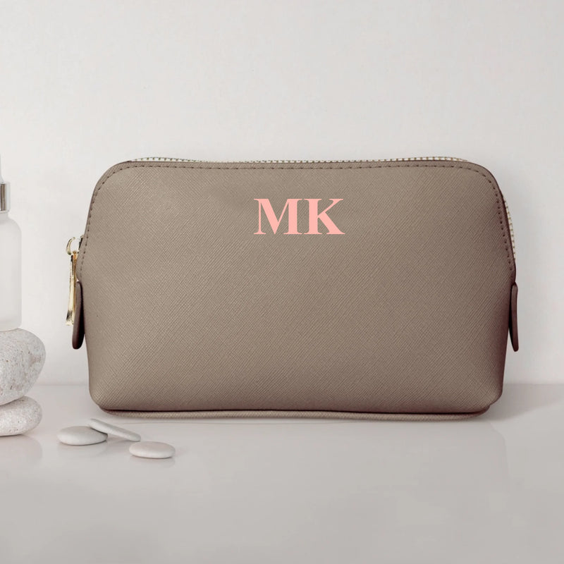 Deine Initialen - Personalisierte PU Kosmetiktasche mit Glanzfolie und Name