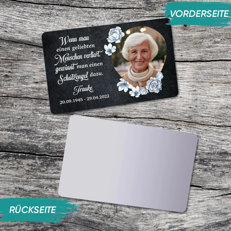 Schutzengel - Personalisierte Brieftascheneinlage als  Andenken für Trauernde
