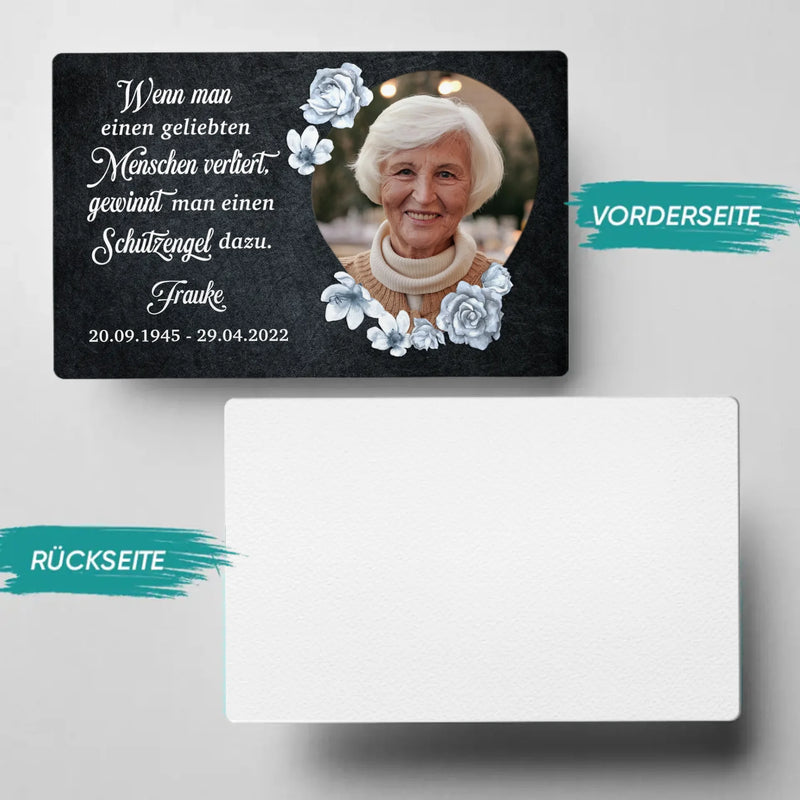 Schutzengel - Personalisierte Brieftascheneinlage als  Andenken für Trauernde