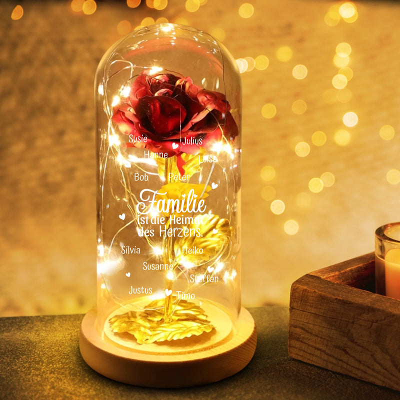 Heimat des Herzens - Personalisierte Goldene Rose für Mama und Oma