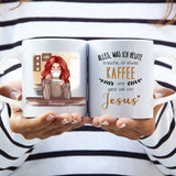 Personalisierbare Tasse mit Henkel in Herzform mit eigenem Spruch, Illustration und Namen - gefertigt von Love & Faith
