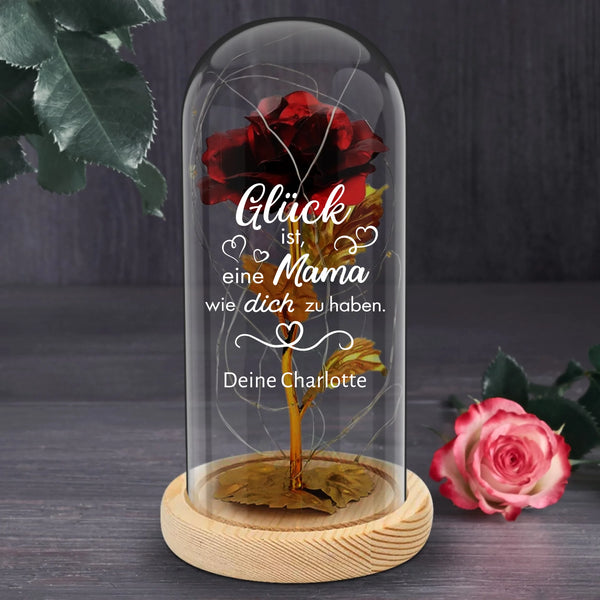 Glück ist... - Personalisierte Goldene Rose für deine Liebsten
