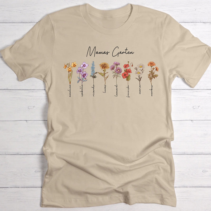 Mamas Garten - Personalisiertes T-Shirt für Mama und Oma mit Geburtsblumen