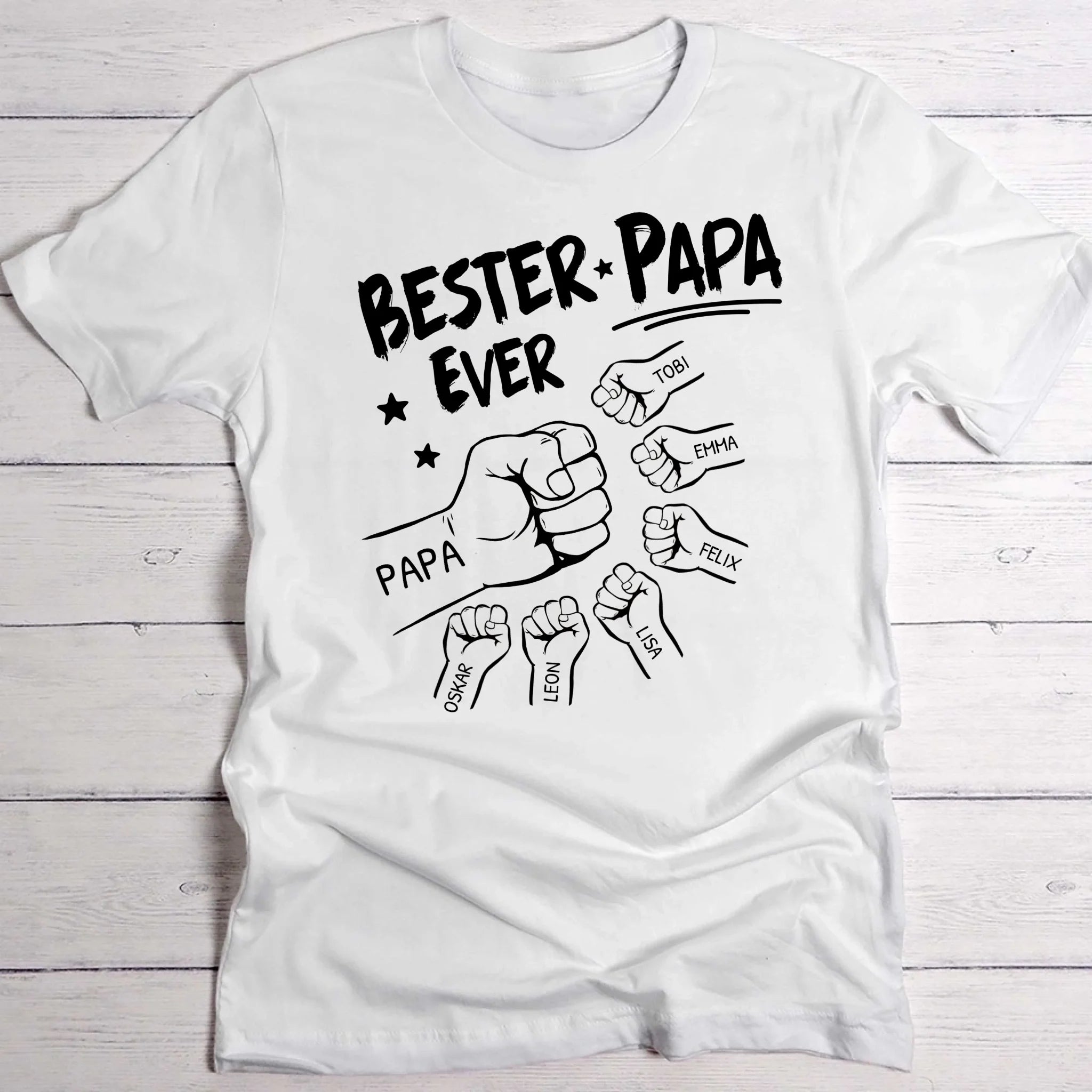 Bester Papa Ever - Personalisiertes T-Shirt für Papa und Opa