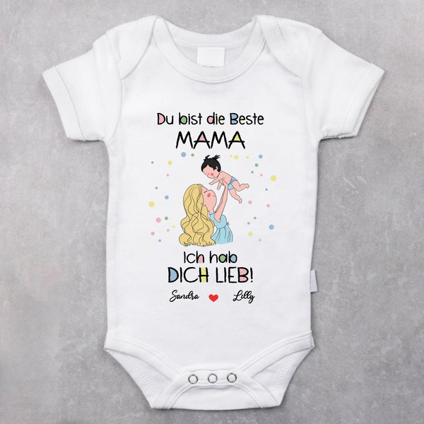 weißer kurzarm Babybody personalisierbar mit Namen - gefertigt con Love & Faith