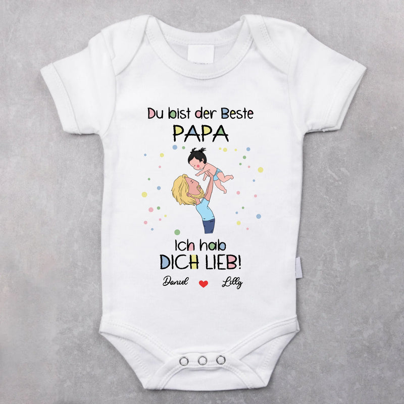 weißer kurzarm Babybody personalisierbar mit Namen - gefertigt con Love & Faith