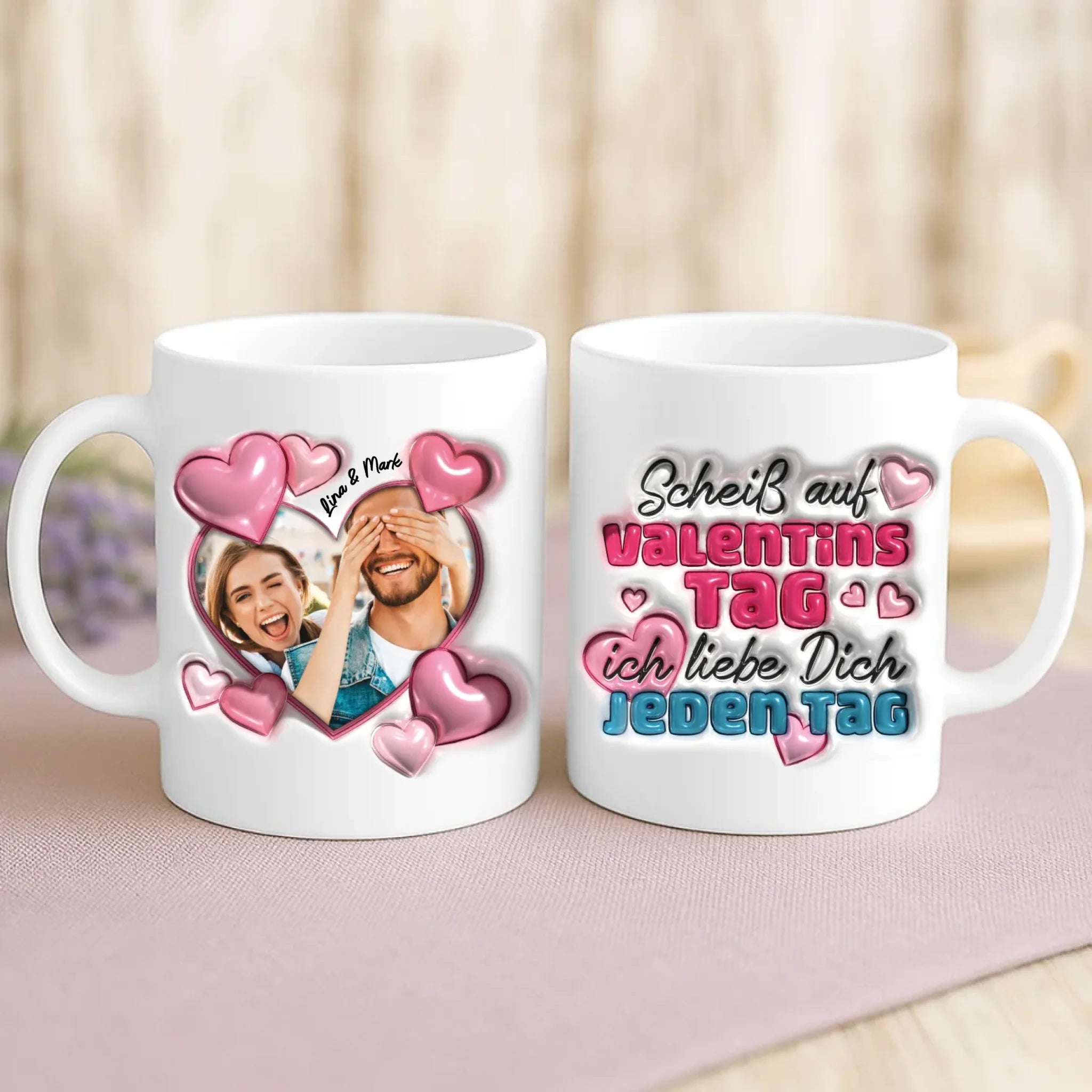 Weiße Tasse mit personalisiertem Spruch und Namen – individuelle Geschenkidee von Love & Faith