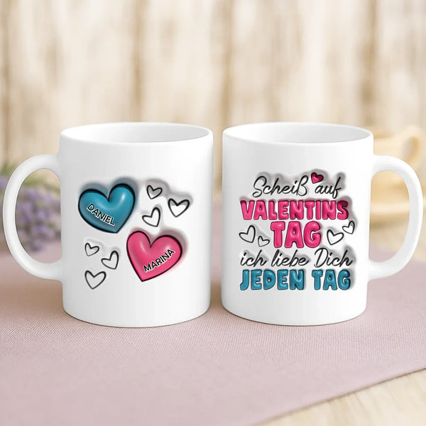 Weiße Tasse mit personalisiertem Spruch und Namen – individuelle Geschenkidee von Love & Faith