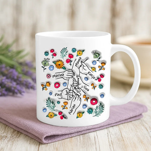 Weiße Tasse mit personalisiertem Spruch und Namen – individuelle Geschenkidee von Love & Faith
