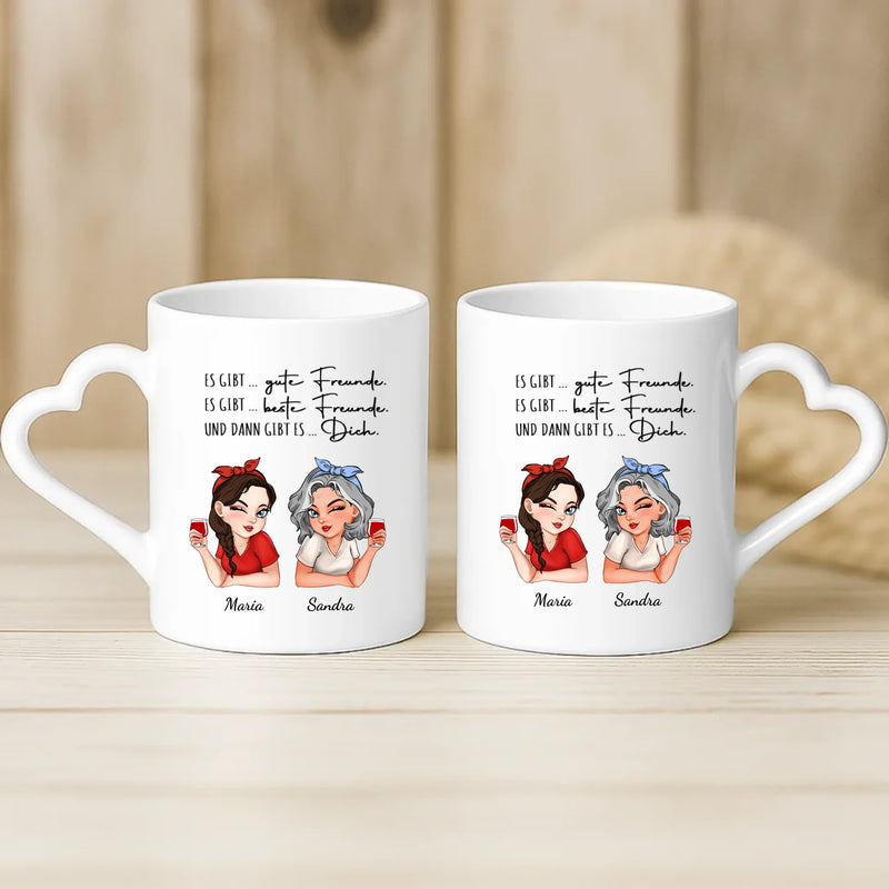 Weiße Tasse mit Herzhenkel und personalisiertem Namen – romantische Geschenkidee von Love & Faith