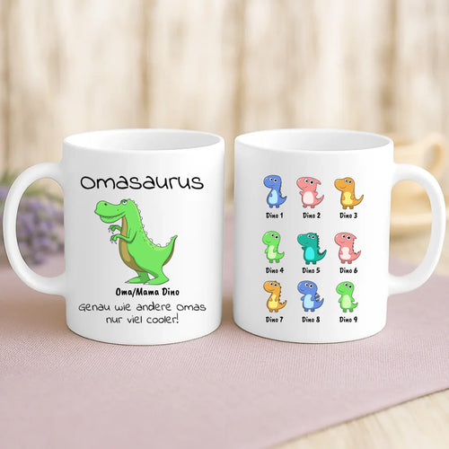 Personalisierte Tasse mit lustigem Motiv für Oma mit Enkeln