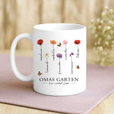 Weiße Tasse mit personalisiertem Spruch und Namen – individuelle Geschenkidee von Love & Faith