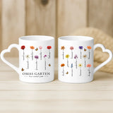 Weiße Tasse mit Herzhenkel und personalisiertem Namen – romantische Geschenkidee von Love & Faith