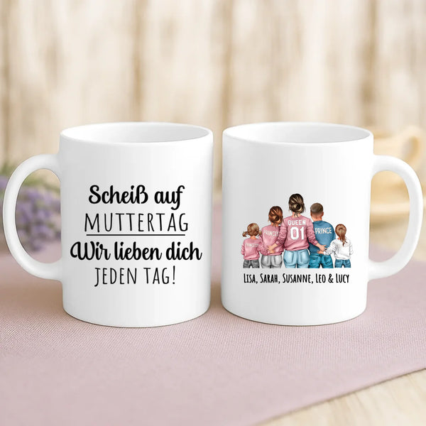 Weiße Tasse mit personalisiertem Spruch und Namen – individuelle Geschenkidee von Love & Faith