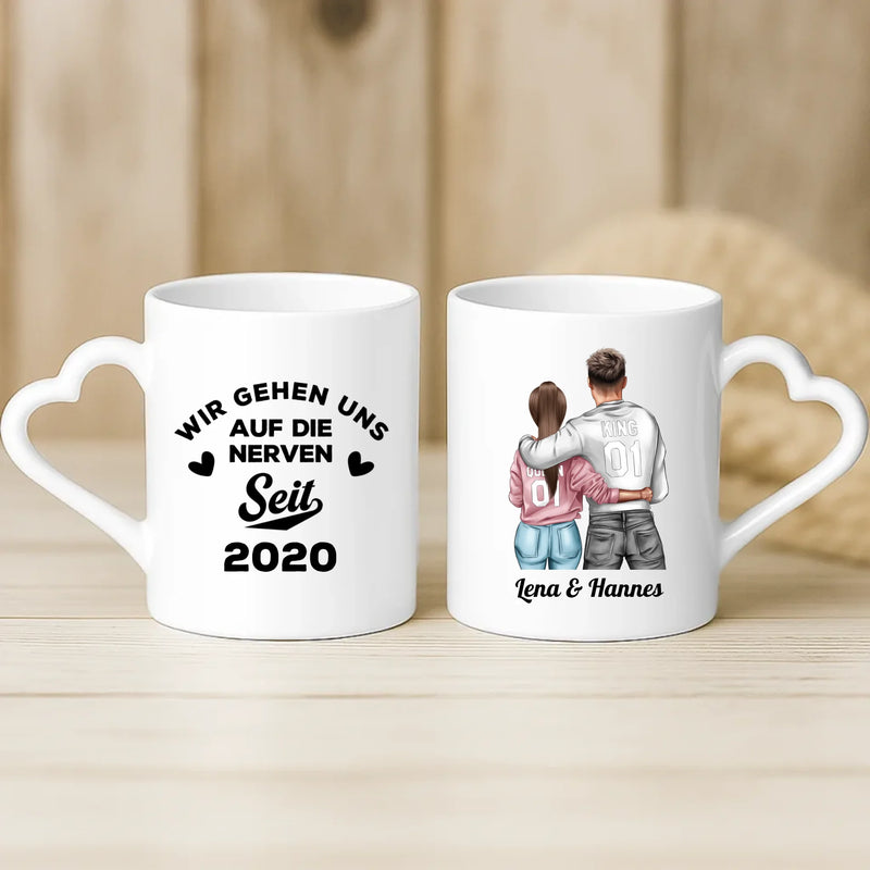 Weiße Tasse mit Herzhenkel und personalisiertem Namen – romantische Geschenkidee von Love & Faith