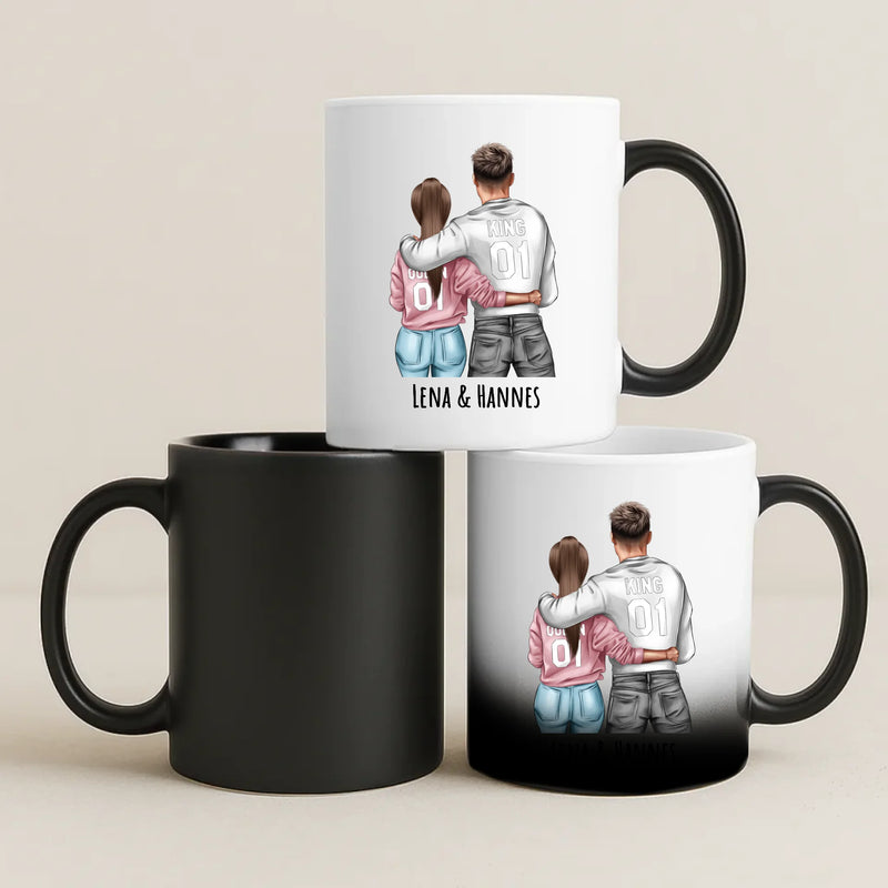 Magische Tasse mit Thermo-Farbwechsel und personalisiertem Namen – witzige Geschenkidee von Love & Faith