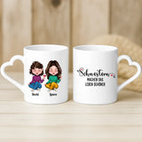 Weiße Tasse mit Herzhenkel und personalisiertem Namen – romantische Geschenkidee von Love & Faith