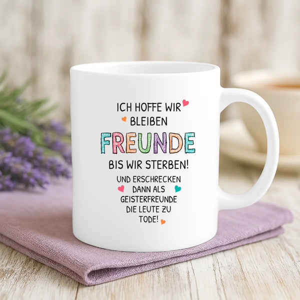 Weiße Tasse mit personalisiertem Spruch und Namen – individuelle Geschenkidee von Love & Faith