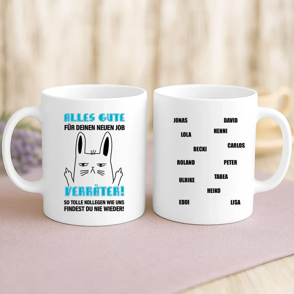 Weiße Tasse mit personalisiertem Spruch und Namen – individuelle Geschenkidee von Love & Faith