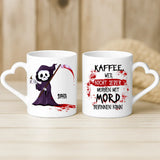Weiße Tasse mit Herzhenkel und personalisiertem Namen – romantische Geschenkidee von Love & Faith