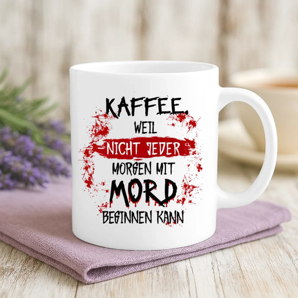 Weiße Tasse mit personalisiertem Spruch und Namen – individuelle Geschenkidee von Love & Faith