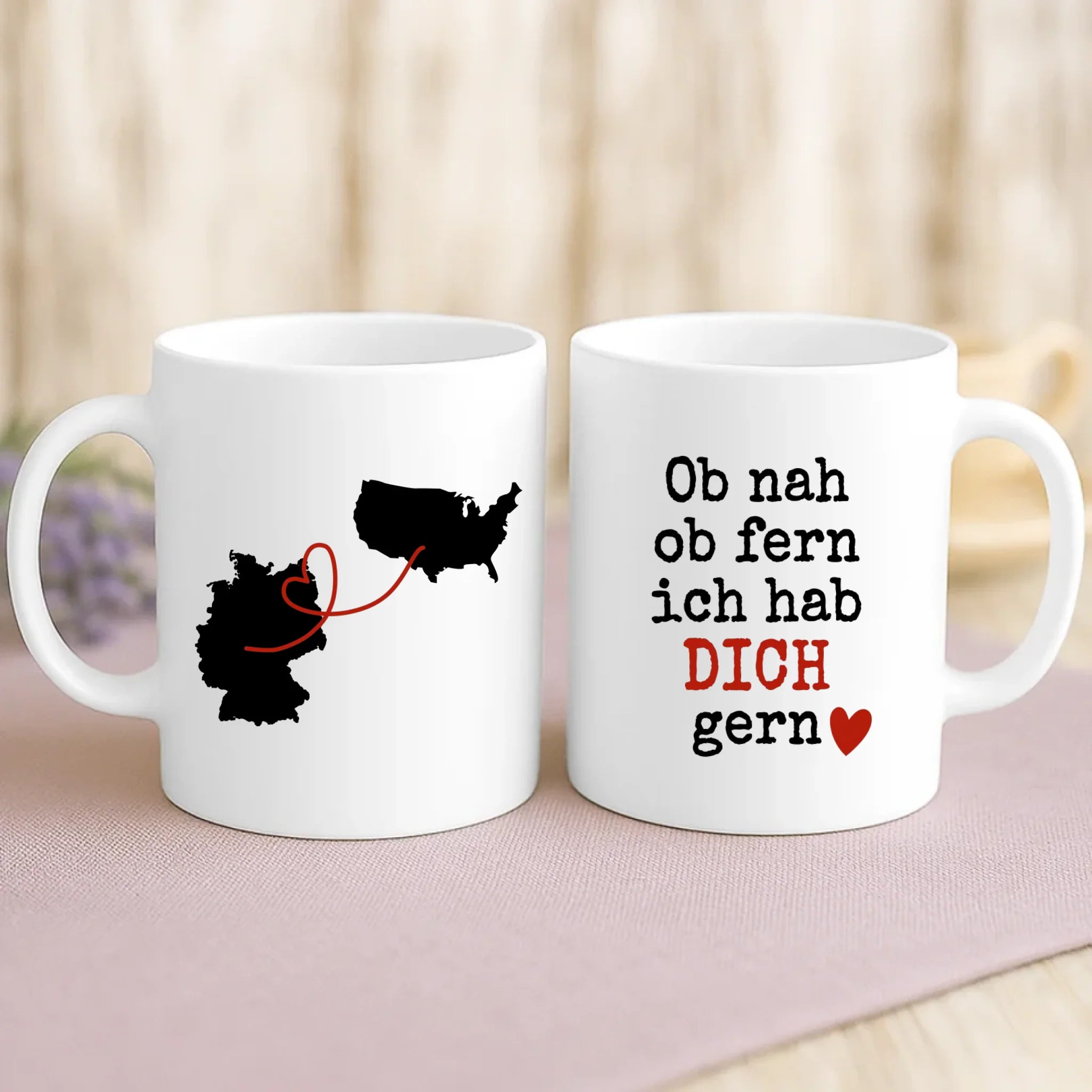 Personalisierte Tasse mit Druck für die Familie – Ob nah ob fern