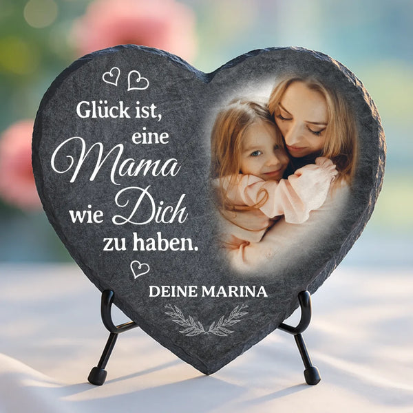 Schieferherz mit personalisiertem Aufdruck - UV-beständig und wetterfest - als Geschenk zur Erinnerung von Love & Faith