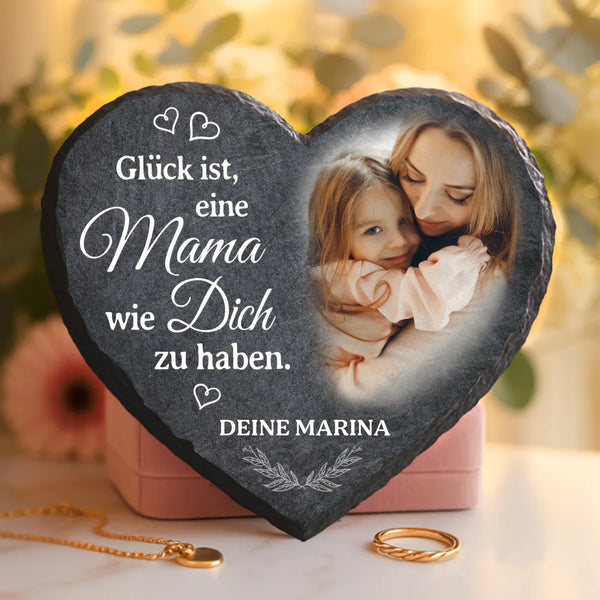 Schieferherz mit personalisiertem Aufdruck - UV-beständig und wetterfest - als Geschenk zur Erinnerung von Love & Faith