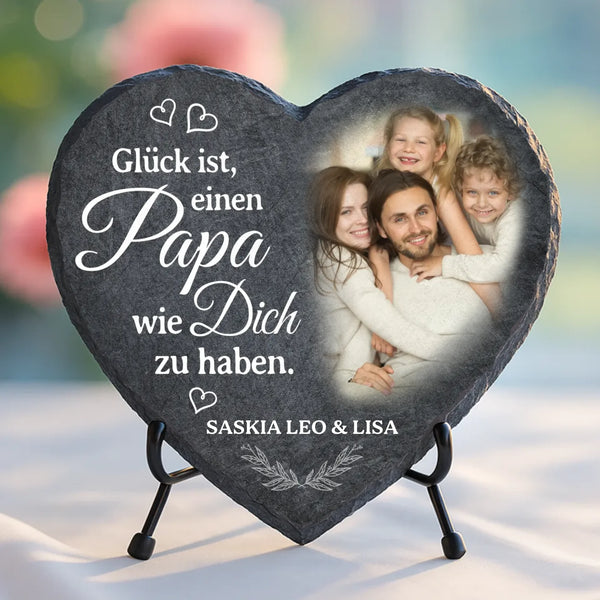 Schieferherz mit personalisiertem Aufdruck - UV-beständig und wetterfest - als Geschenk zur Erinnerung von Love & Faith