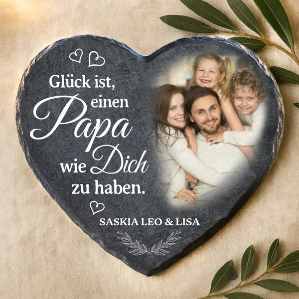 Schieferherz mit personalisiertem Aufdruck - UV-beständig und wetterfest - als Geschenk zur Erinnerung von Love & Faith
