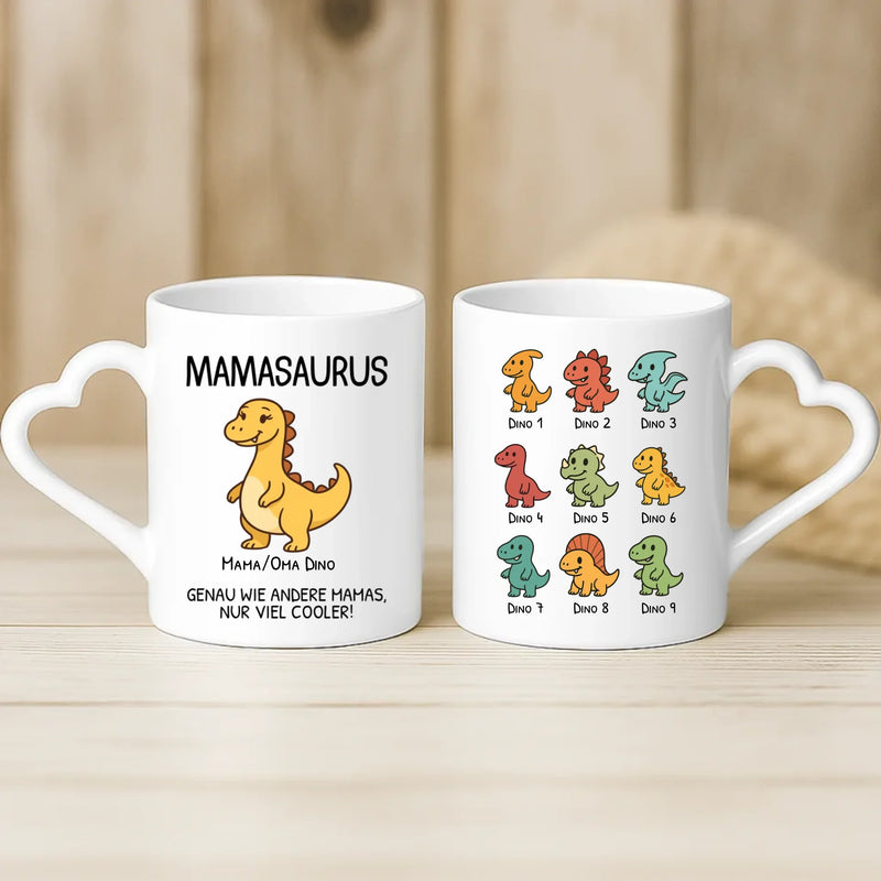 Weiße Tasse mit Herzhenkel und personalisiertem Namen – romantische Geschenkidee von Love & Faith
