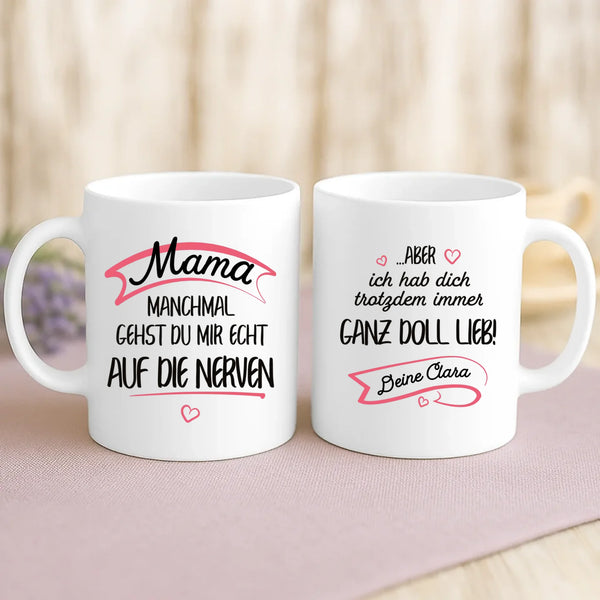 Weiße Tasse mit personalisiertem Spruch und Namen – individuelle Geschenkidee von Love & Faith