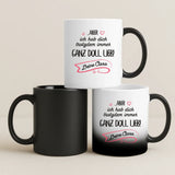 Magische Tasse mit Thermo-Farbwechsel und personalisiertem Namen – witzige Geschenkidee von Love & Faith