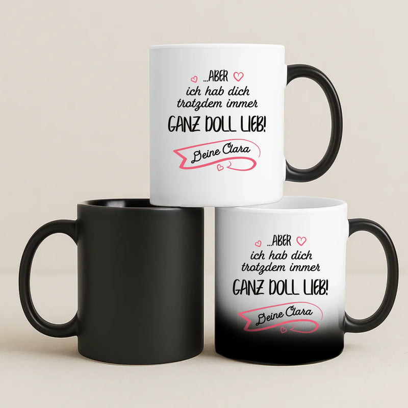 Magische Tasse mit Thermo-Farbwechsel und personalisiertem Namen – witzige Geschenkidee von Love & Faith