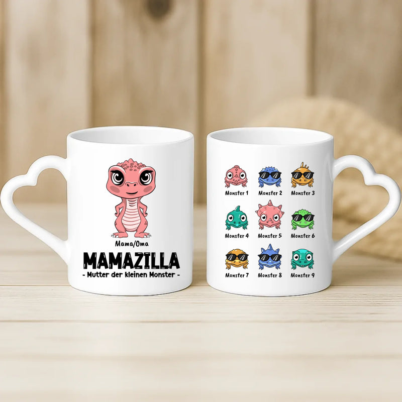 Weiße Tasse mit Herzhenkel und personalisiertem Namen – romantische Geschenkidee von Love & Faith