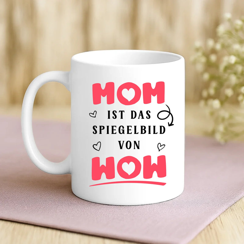 Weiße Tasse mit personalisiertem Spruch und Namen – individuelle Geschenkidee von Love & Faith