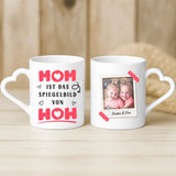 Weiße Tasse mit Herzhenkel und personalisiertem Namen – romantische Geschenkidee von Love & Faith