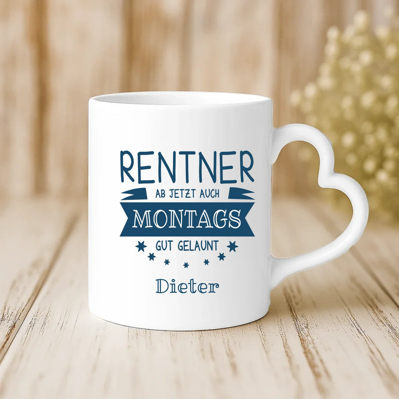 Weiße Tasse mit Herzhenkel und personalisiertem Namen – romantische Geschenkidee von Love & Faith