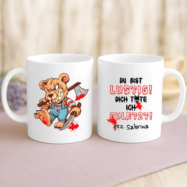 Weiße Tasse mit personalisiertem Spruch und Namen – individuelle Geschenkidee von Love & Faith